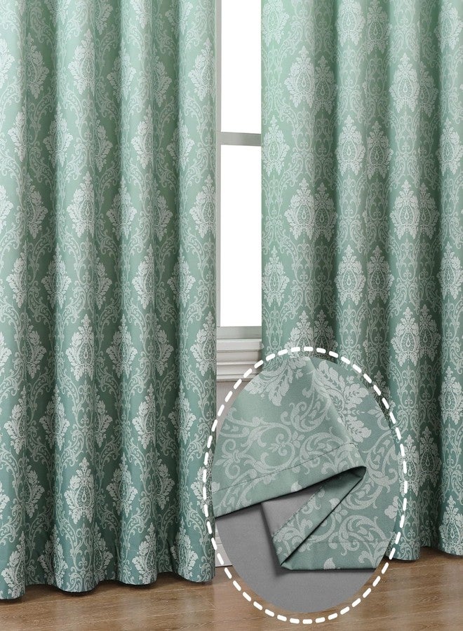 Flyfun Medallion Ombre Blackout Curtains 84 Inch Long, Thermal Insulated Energy Saving Grommet Bedroom Curtains 2 Panel Sets, Damask Pattern (Green, 52W x 84L) - Image 4